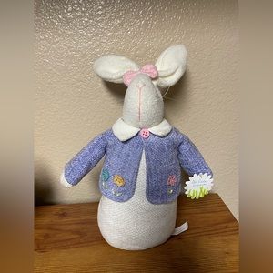 White Rabbit Bunny Purple Sweater Flowers Spring Easter Bunny Decor Plush
